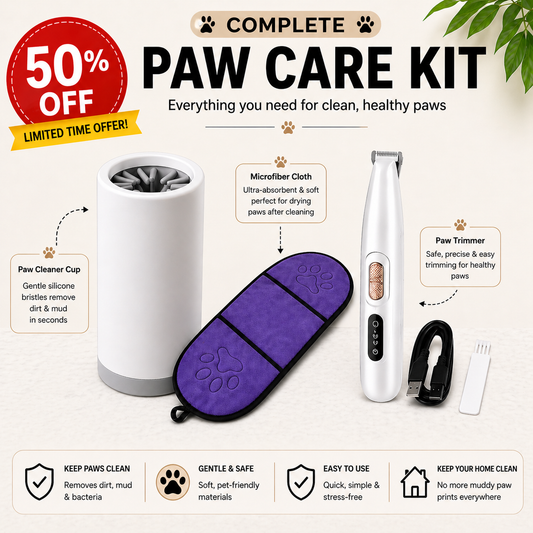 ✨ Paw Clean-Up Trio (Cup + Quick-Dry Cloth + Waterproof LED Paw Trimmer)