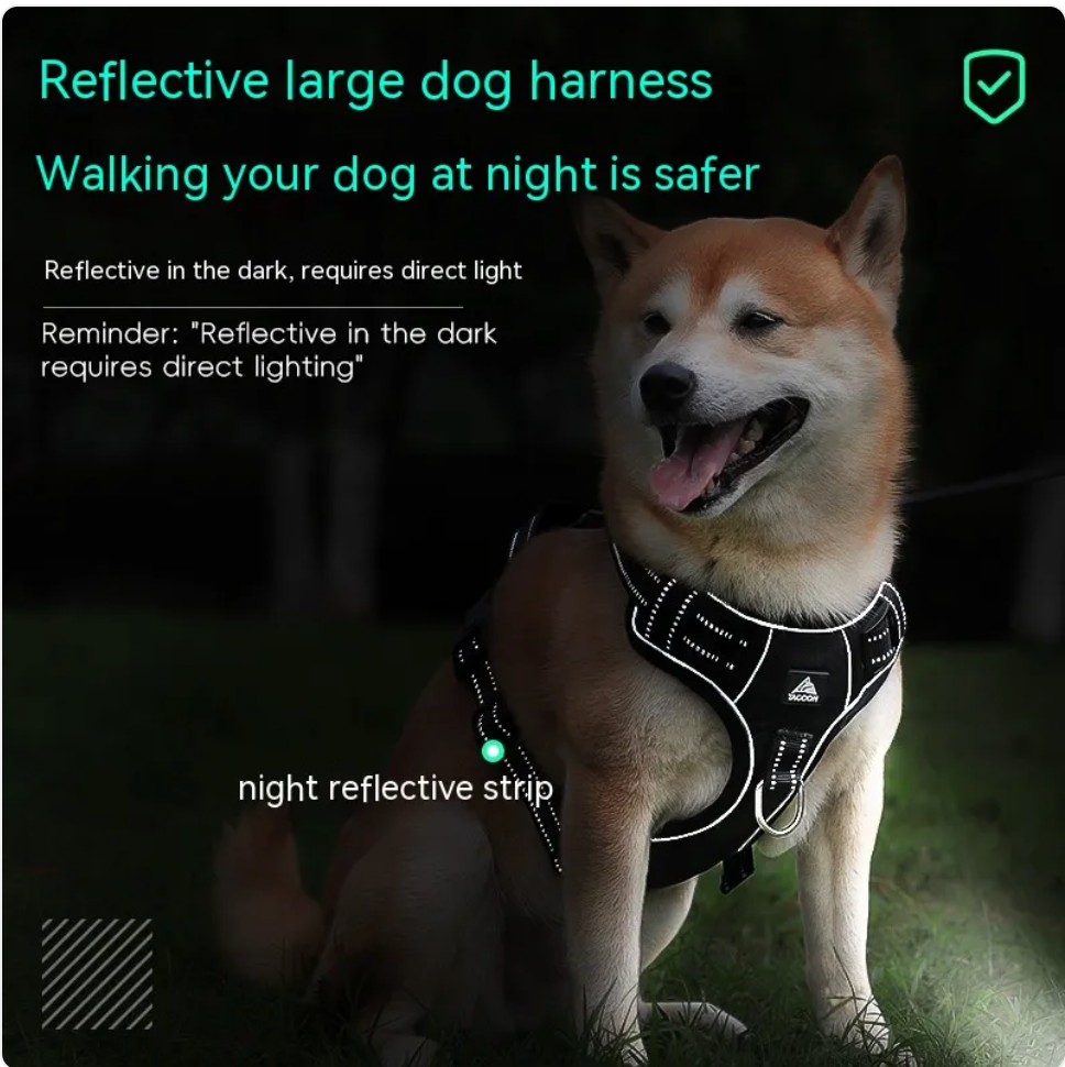 Reflective Dog Harness Durable Pet Safety Vest for Night Walks