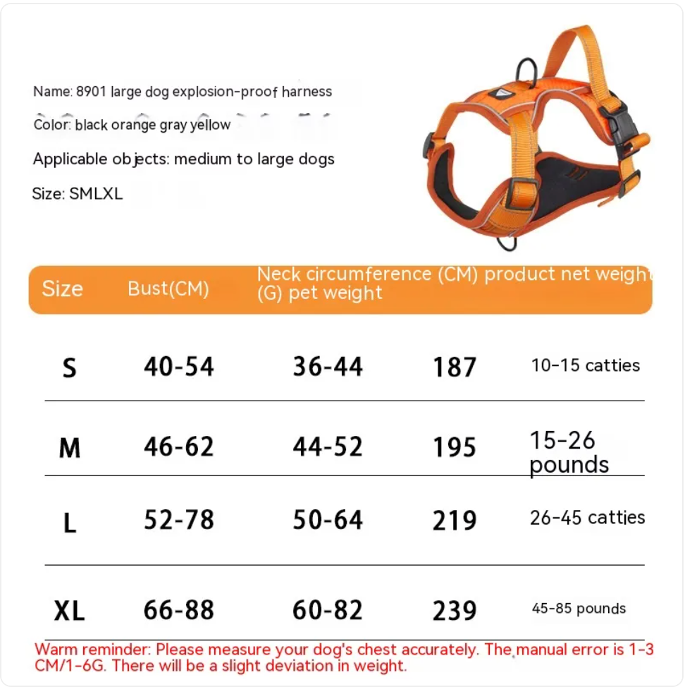 Reflective Dog Harness Durable Pet Safety Vest for Night Walks