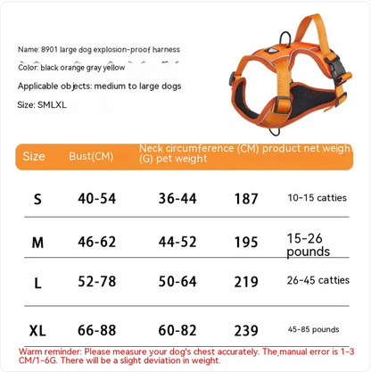 Reflective Dog Harness Durable Pet Safety Vest for Night Walks
